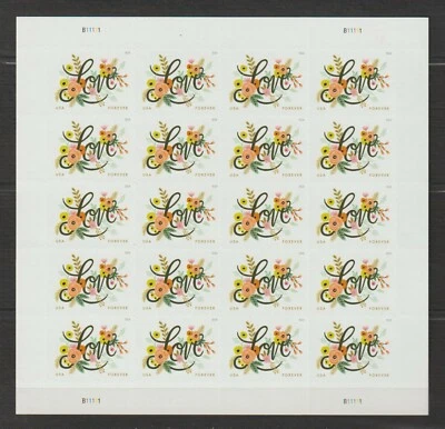 United States Stamps Sheet Pane of 20 Love Flourishes Scott # 5255               - Image 1 of 2