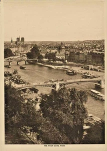 1913 Seine River Paris Sepia Photogravure Mentor Print Old France - Picture 1 of 1
