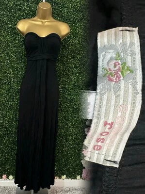 Vestido largo Cameo Rose negro sin tirantes talla pequeña  Foto 1 de 4