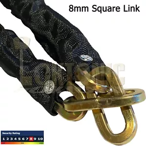 Eslabón cuadrado 8 mm cadena de bicicleta de seguridad acero endurecido manganeso puerta de cobertizo para bicicleta - Imagen 1 de 2