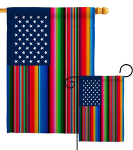 Mexikanische Serape Decke Garten Flagge USA Freundschaft Deko Hof Haus Banner - Bild 1 von 13