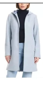 Trending Vince Camuto hooded faux wool women zip Jacket Mid length Blue Medium - Picture 1 of 9