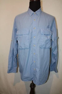 Exofficio Insect Shield Size L Vented Poly Cotton Sport Shirt Light Blue Mesh - Picture 1 of 5