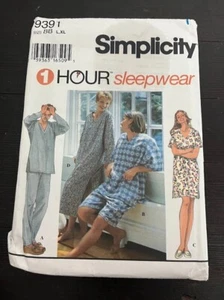 Simplicity 9391 Vtg 90s Unisex Misses Mens 1 Hr Sleepwear Pajamas Sz L-X Uncut - Picture 1 of 4