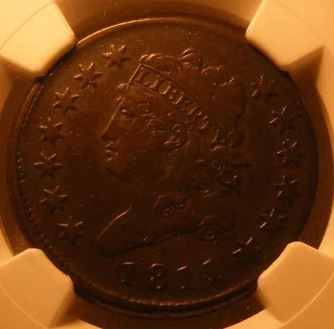 1811 S-287 Classic Head Large Cent NGC VF Details, Burnished Cover