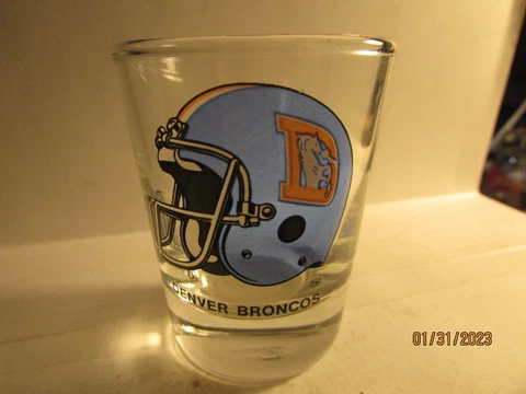 Vintage Denver Broncos- NFL- helmet logo- standard shot glass-nice Cover