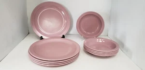 VTG TEXAS/DALLAS WARE PLATE & CEREAL/SOUP BOWL, PEACH (MAUVE) MELAMINE SET OF 10 - Picture 1 of 6