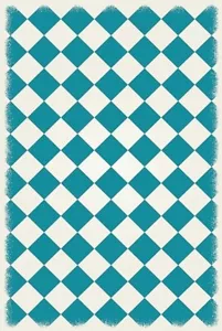 Aspen Brands RUG6T46 Diamond European Design Vinyl Rug, 4' x 6', Teal/White - Picture 1 of 1