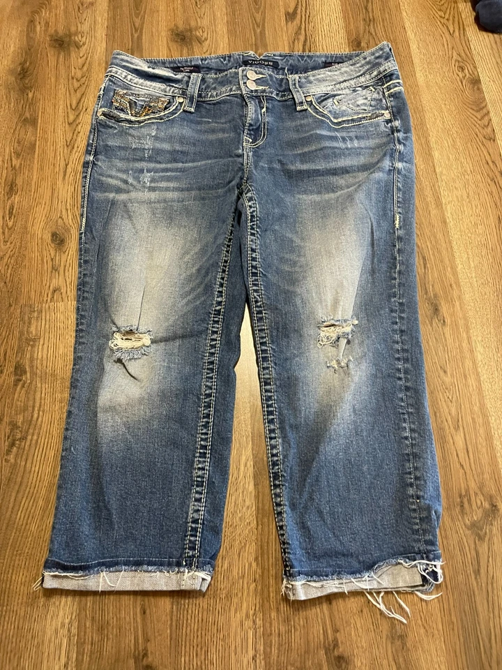 VIGOSS Jeans, Women's Size 13/14, Blue, Denim, The Dublin, Capri, Raw Hem - Image 1 of 4