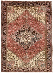 Vintage Serapi Rug 8'4'' x 11'7'' Red Wool Tribal Hand-Knotted Oriental Carpet - Picture 1 of 15