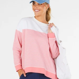 NEW BETTY BASICS SIENNA SWEAT WHITE/PINK STRIPE SIZE 8-22 - Imagen 1 de 5