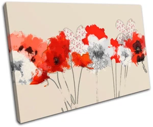 Bemalte Blumen Floral LEINWAND WANDBILD Bild Druck VA - Bild 1 von 1