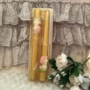 NIP pair of Vintage yellow Easter rabbits bunny wax candles 10" cottagecore - Picture 1 of 5