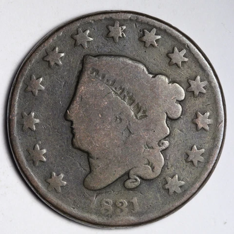 1831 Coronet Head Large Cent CHOICE GOOD+ E288 ACH Cover