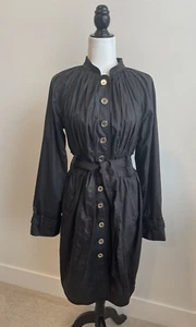 Abrigo para mujer Catherine Malandrino 8 negro algodón seda Y2K vintage trinchera plisada - Imagen 1 de 24