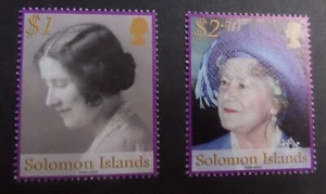 Solomon 2002 Queen Mother Conmemoration SG1034/5 montado como nuevo - Imagen 1 de 1
