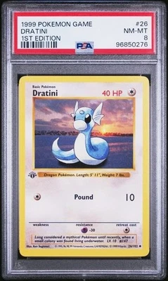 1999 POKEMON BASE SET 26 DRATINI 1ST EDITION PSA 8 NM-MT - Image 1 of 2