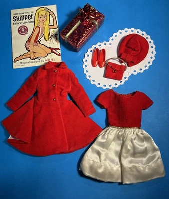 Vintage SKIPPER HOLIDAY SET #1902 #1906 DRESS * COAT * SHOES * PURSE * HAT  GIFT - Image 1 of 4