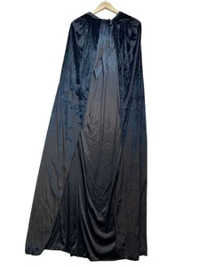 Mantello lungo con cappuccio in velluto nero unisex Halloween costume adulto autocravatta - Foto 1 di 7