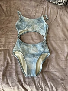 Art Class Swimsuit Girls Light Blue Ribbed Tie-Dye L 10/12 - Picture 1 of 11