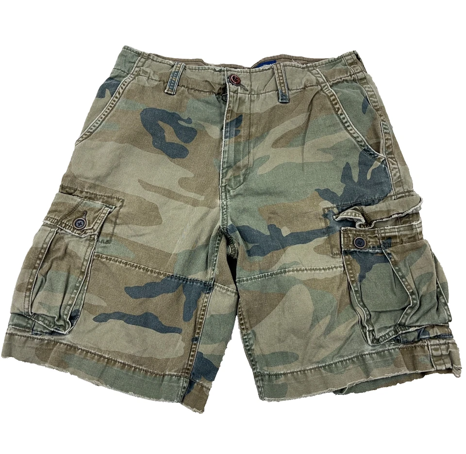 Vintage Y2K American Eagle Cargo Shorts Men 32 Green Camo Army Military Skate - Image 1 of 4