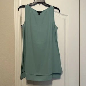 NWT Eileen Fisher Mint Green Silk Georgette Crepe Long Tunic Top Shell XS/TP - Picture 1 of 7