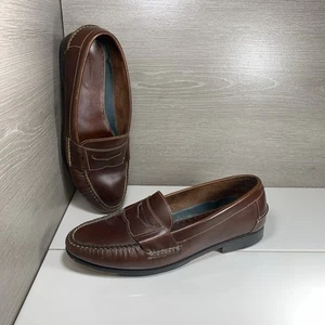 GH Bass & Co Penny Loafers Dress Shoes Mens Size 12 D Brown Leather Slip On EUC - Picture 1 of 11