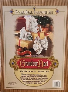 Grandeur Noel Polar Bear Figurine Set of 3 Christmas Porcelain VTG 2002 - Picture 1 of 17
