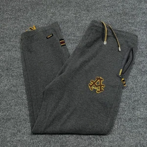 Akademiks Stadium Division Pants Mens Large Gray Jogger Track Zip Ankle Cotton - Picture 1 of 9