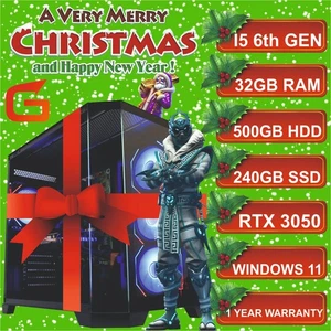 REDUCED XMAS GAMING PC I5 6th 32GB 500GB+240 SSD RTX 8GB 3050 W11 FREE DELIVERY - Picture 1 of 9