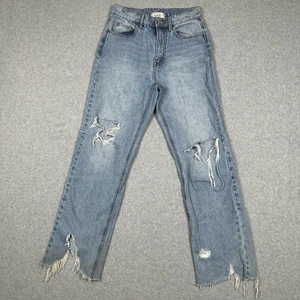 BDG Jeans Womens 27 Blue Cowboy Ripped Light Wash Distressed High Rise Frayed - Picture 1 of 16
