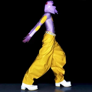 Leather Pants Loose Pleated Nightclub Dance Performance Costumes Large-sized Men - Picture 1 of 36