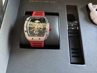 NEW GEYA Automatic Mens Wrist Watch with Box And Papers Straps Skeleton View - image 1 of 4