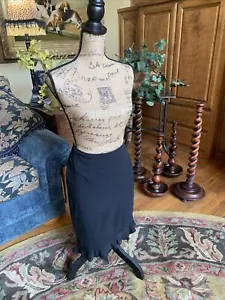 "Falda elegante con volantes negra seda 2 capas Hi Lo gasa M 28"" 27""" - Imagen 1 de 12