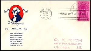 854 George Washington FDC / Linprint Siegel, SF, saubere Abdeckung, adressiert - Bild 1 von 3