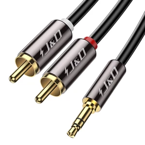 J&D RCA Audio Cable, 3.5Mm Male to 2 RCA Phono Male Stereo Audio Adapter Aux - Picture 1 of 12