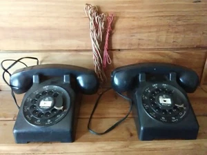 (16-2) VINTAGE ANTIQUE BRUMBERGER WIRED TOY PHONES (UNTESTED COND / UNCLEANED) - Picture 1 of 12