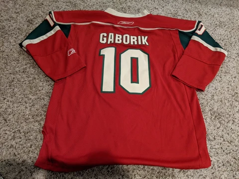 NHL Minnesota Wild Hockey Jersey Size L/XL Red Youth's, Gaborik 10 RBK, CCM Cover