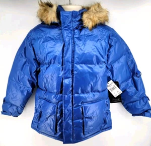 Members Property Puffer Coat Jacket Youth Size L 12-14 Royal Blue Hooded - Picture 1 of 11