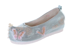 BJ-002-2 Azul Claro Mariposa Satén Bordado China Hanfu Tela Zapatos - Imagen 1 de 8