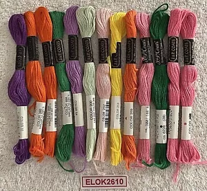 J&P Coats Embroidery Floss Cotton 13 Skeins 9 Yards Assorted Colors - Picture 1 of 7