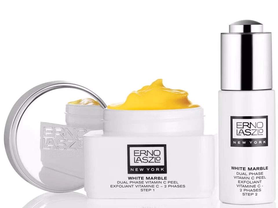 ERNO LASZLO: JUEGO DE PEELING VIT C DOBLE FASE MÁRMOL BLANCO. 2.4 FLOZ. ORG $120 VENTA $60 Foto 1 de 1