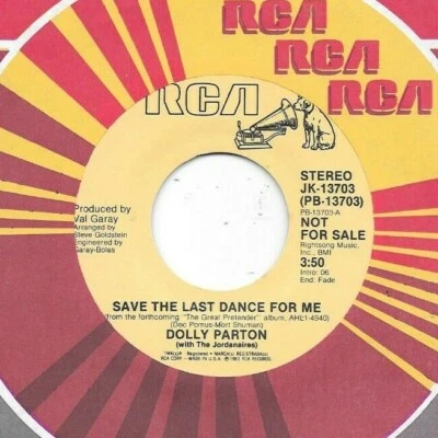 DOLLY PARTON * 45 * Save The Last Dance * 1983 * DJ PROMO MINT Vinyl JORDANAIRES - Image 1 of 2