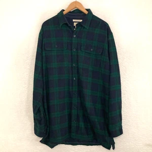 LL Bean Fleece Lined Flannel Shirt Mens L-Tall Button Plaid Chore Barn Shacket - Picture 1 of 8