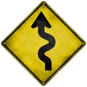 Curved Road Novelty Mini Metal Road Notice 8" Cross Xing Crossing Sign - Picture 1 of 1