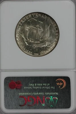 1921  .50   NGC   MS 66  PILGRIM  Classic Silver Commemorative  - Image 1 of 2