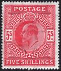 Gb: 1911-1913 5/- Carmine Sg 318 Lightly Mounted Mint Example - Cat £425 (75096)