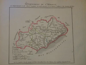 CARTE HERAULT MONTPELLIER SETE CAP AGDE BEZIER LANGUEDOC NAPOLEON EMPIRE 1802 - Foto 1 di 2