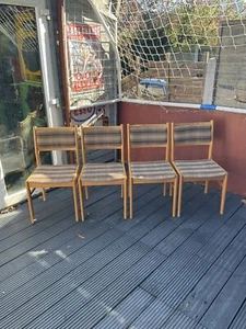 VINTAGE 1970'S Or 1980’S TEAK DINING CHAIRS X 4 -CASH ONLY FROM SOUTHEND ON SEA - Picture 1 of 16