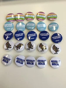 25 Absolut Berlin Absolut Vodka Buttons NEU OVP Bar Deko Style Hipster Party - Bild 1 von 5